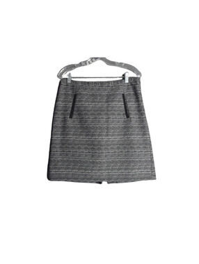 Ann Taylor Loft Outlet Pencil Skirt Black/White Print Zip W/Pockets Lined Size 8